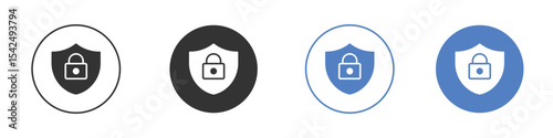 Security icon collection for app in black and blue colors