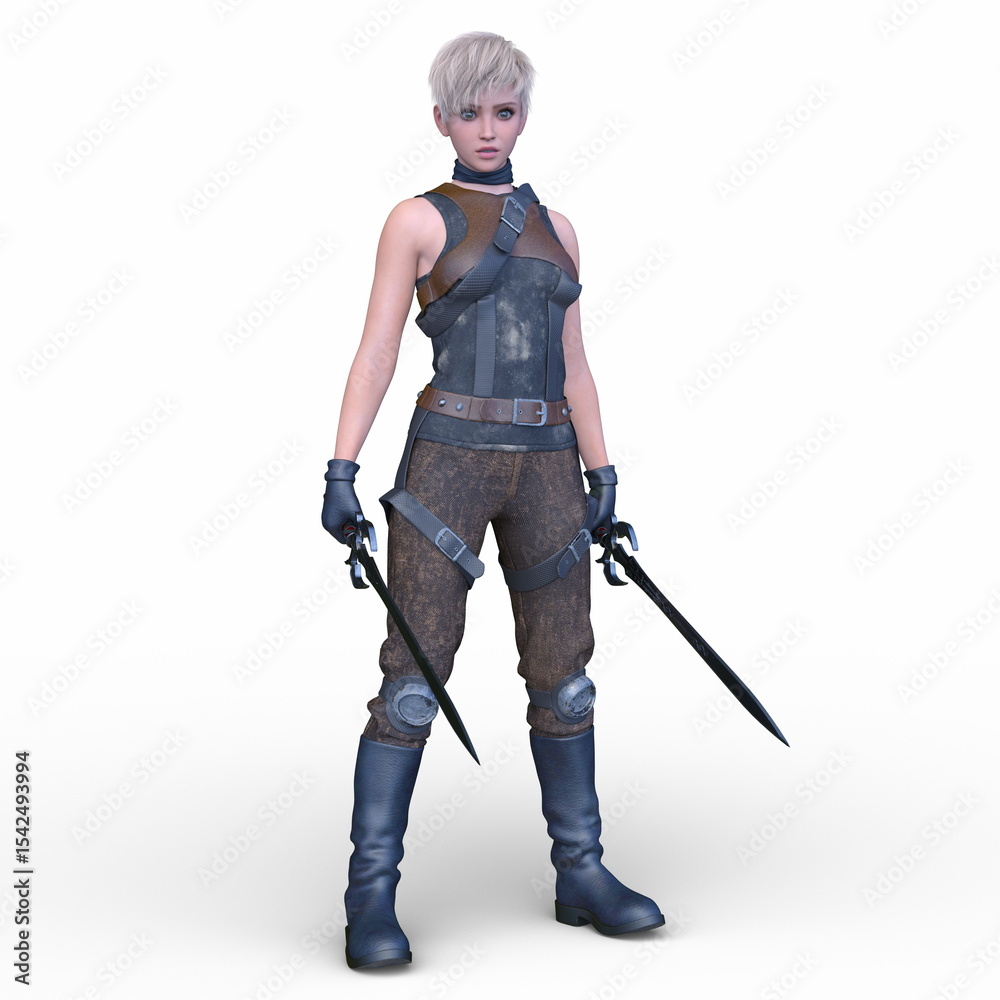 女性剣士 3DCGレンダリング 女性剣士 3DCGレンダリング