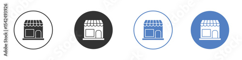Shop icon collection for app in black and blue colors
