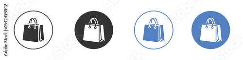 Shopping bag icon collection for app in black and blue colors