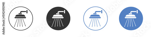 Shower down icon collection for app in black and blue colors