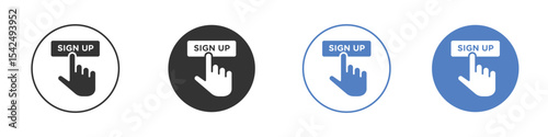 Sign up icon collection for app in black and blue colors
