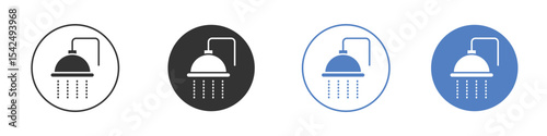 Shower icon collection for app in black and blue colors