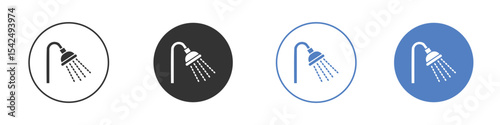 Shower icon collection for app in black and blue colors