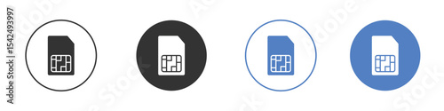 Sim card icon collection for app in black and blue colors