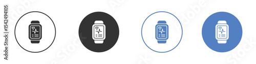 Smartwatch icon collection for app in black and blue colors