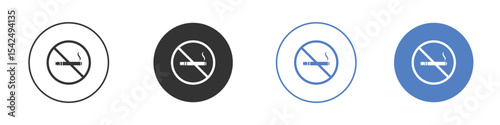 Smoking ban icon collection for app in black and blue colors
