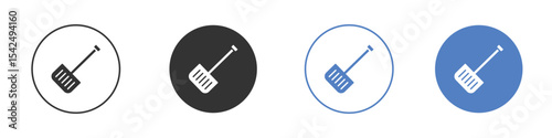 Snow shovel icon collection for app in black and blue colors