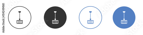 Snow shovel icon collection for app in black and blue colors