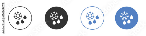 Snowflake droplets icon collection for app in black and blue colors