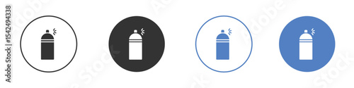 Spray can icon collection for app in black and blue colors