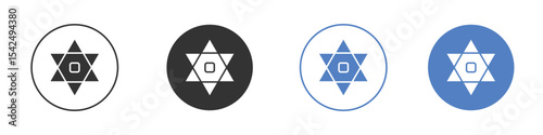 Star of David icon collection for app in black and blue colors