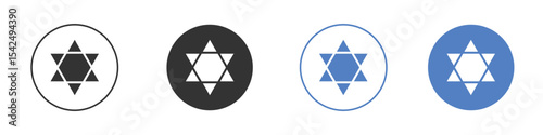 Star of David icon collection for app in black and blue colors