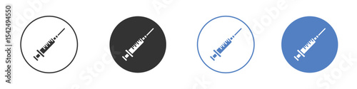 Syringe injection icon collection for app in black and blue colors
