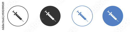 Syringe icon collection for app in black and blue colors