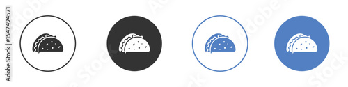 Taco icon collection for app in black and blue colors