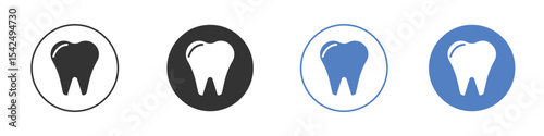 Teeth icon collection for app in black and blue colors
