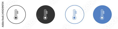 Temperature icon collection for app in black and blue colors