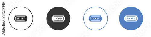 Ticket stub icon collection for app in black and blue colors