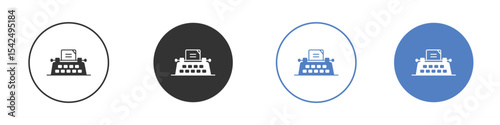 Typewriter icon collection for app in black and blue colors