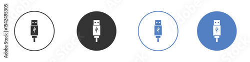 USB icon collection for app in black and blue colors
