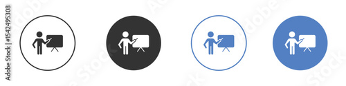 User chalkboard icon collection for app in black and blue colors
