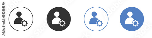 User gear icon collection for app in black and blue colors