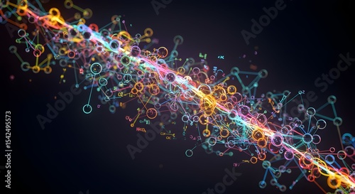 Colorful Abstract Data Network with Glowing Core