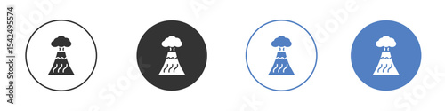 Volcano icon collection for app in black and blue colors