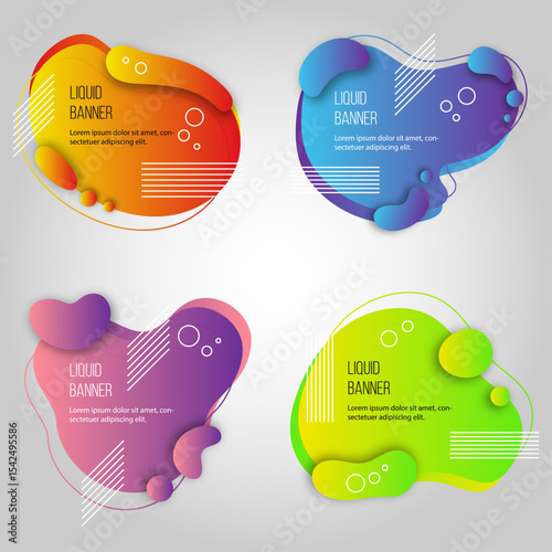 set of abstract banners with liquid shapes