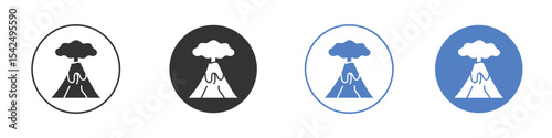 Volcano icon collection for app in black and blue colors