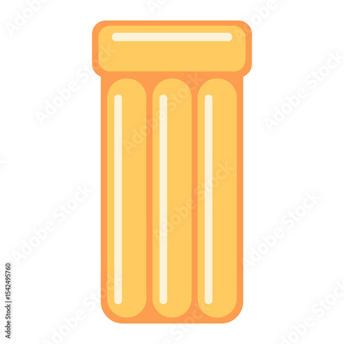 Flat vector cartoon illustration of a yellow inflatable air mattress for swimming and sunbathing. For summer, beach, card, sea, vacation, weekend and pool-themed design. Isolated on white background.