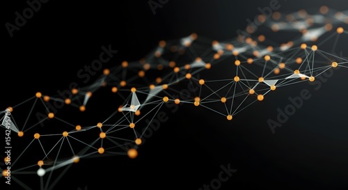 Abstract Network Connection: Data Points & Lines on Black