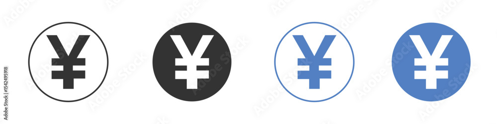 Obraz premium Yen icon collection for app in black and blue colors