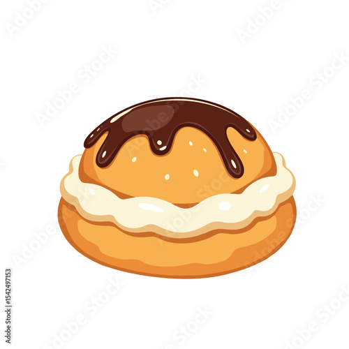 Profiterole with chocolate drizzle vector, delicious dessert on transparent background, perfect for culinary creations