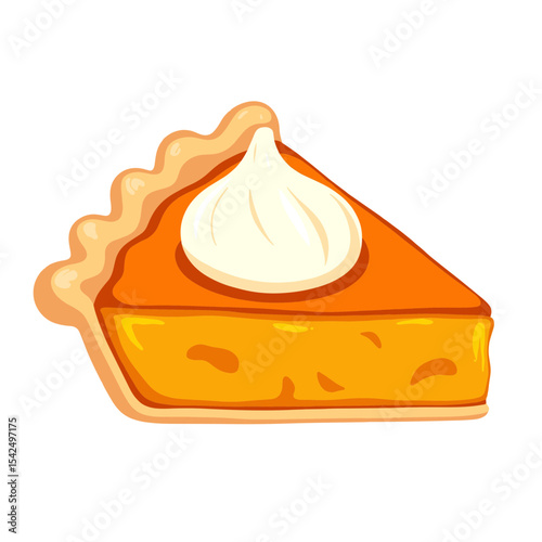 Pumpkin pie wedge vector, delicious dessert on transparent background, perfect for autumn celebrations