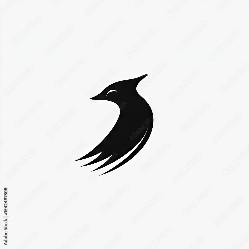 Obraz premium 3d rendering Elegant Bird Silhouette: Minimalist Vector Design AI Generative