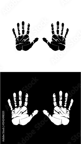 hands vector illustration fingerprint black on transparent