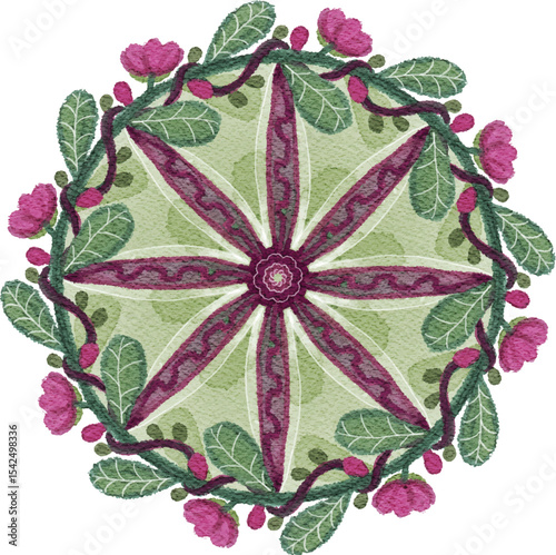Decorative mandala watercolor illustration for seamless pattern or background text