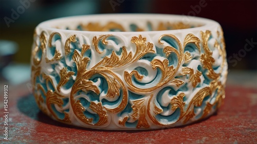 Carved bracelet frame fresh from CNC milling station before gemstone setting