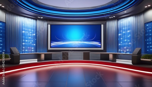 3d virtual tv studio news backdrop for tv shows tv on wall 3d virtual news studio background 3d illustration