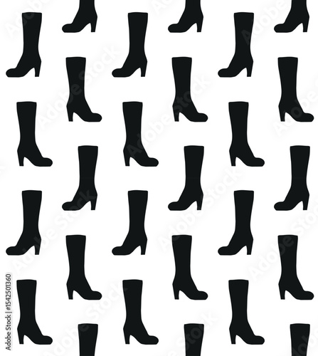 Vector seamless pattern of hand drawn sketch doodle high boot silhouette isolated on white background