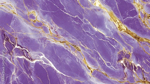 A seamless purple marble texture with veins of gold and white flowing through.