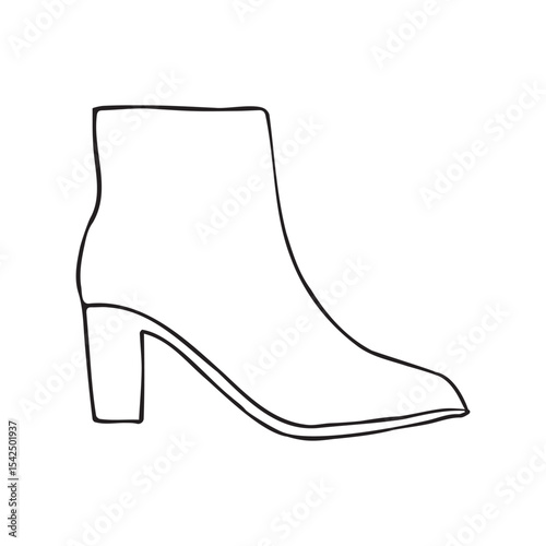 Vector hand drawn sketch doodle outline ankle boot isolated on white background
