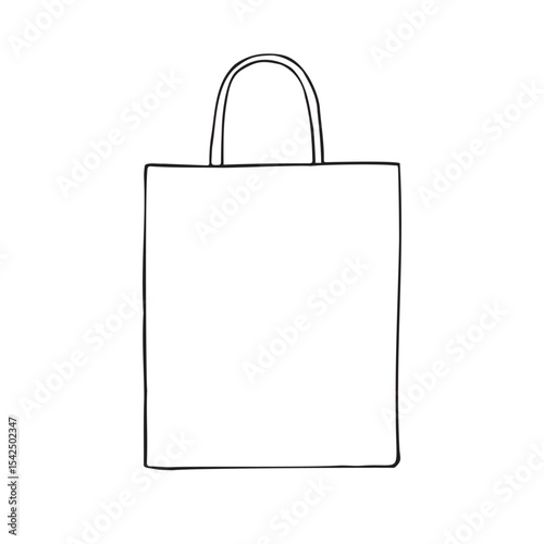 Vector hand drawn sketch doodle outline craft bag isolated on white background