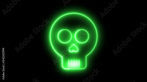 Skull flask neon icon lights animation	