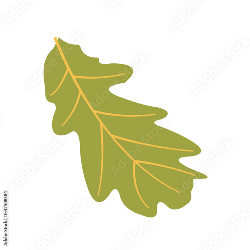 Stylish flat green leaf illustration for fall and halloween graphics. Vector hand drawn element for banners, cards, social media