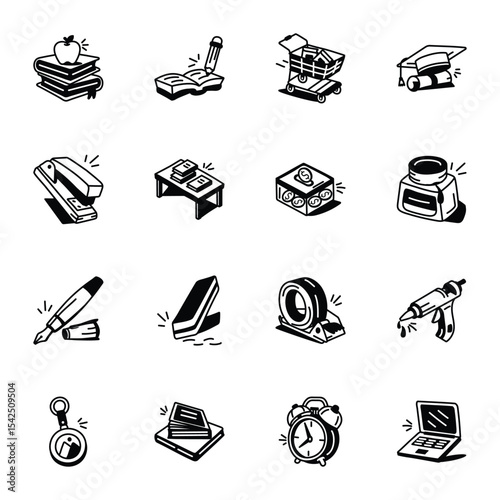 Study School & Education Doodles Icons