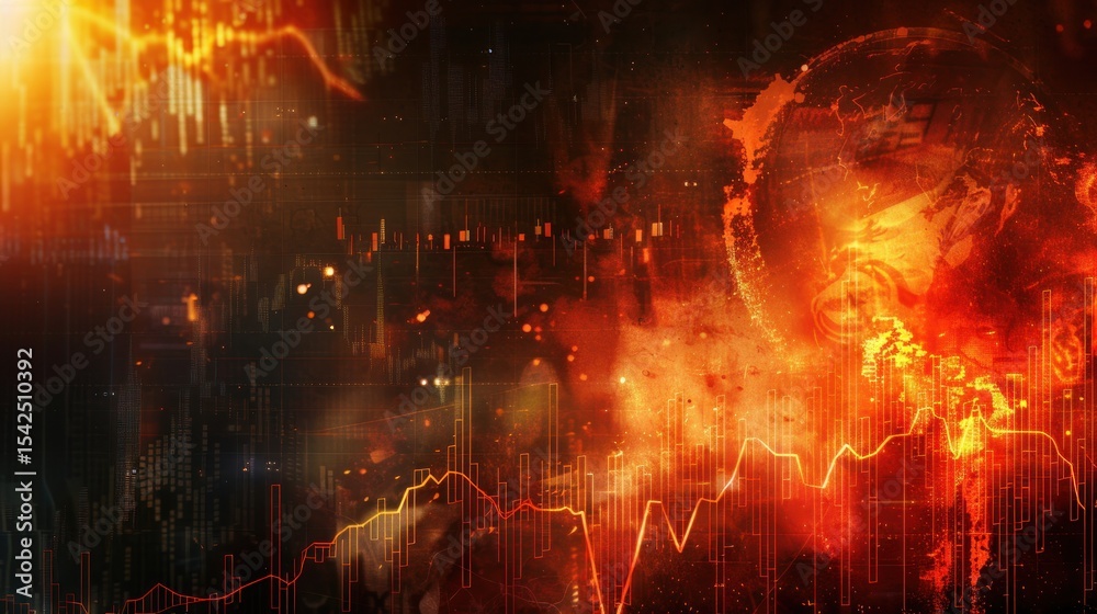 Naklejka premium Abstract fiery data visualization