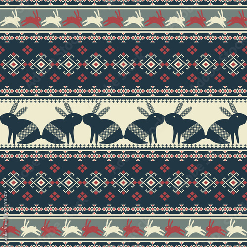 Decorative rabbit pattern on fabric design